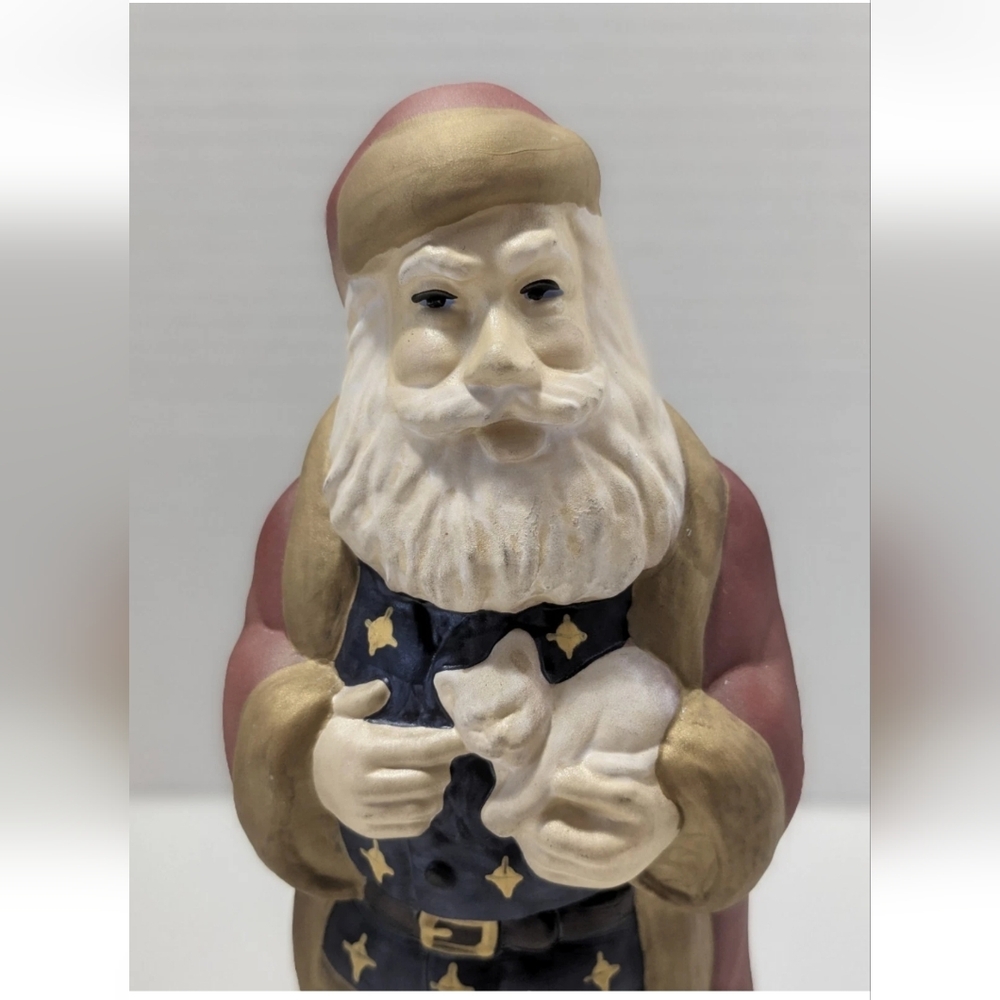 Fenton Art Glass Christmas Collection 1998 Patriotic Santa Signed Mike Lemon